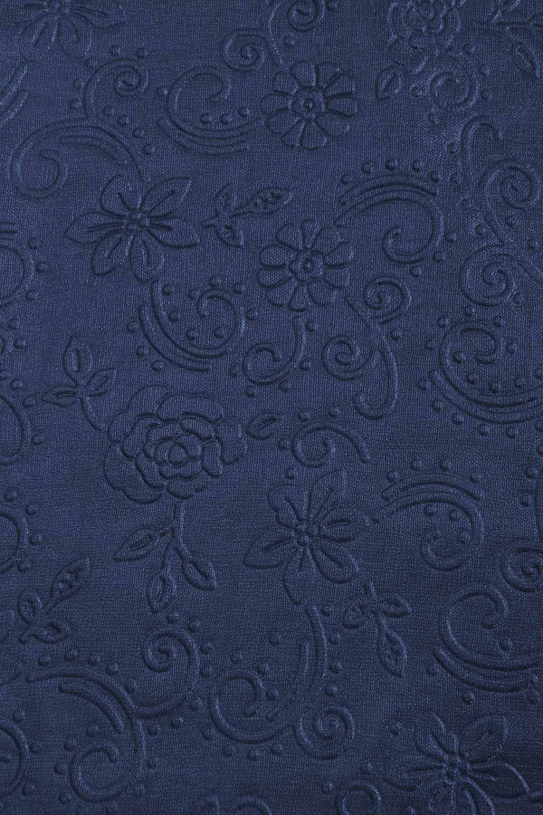 Carraig Donn Navy Silk Touch Floral Embossed Scarf