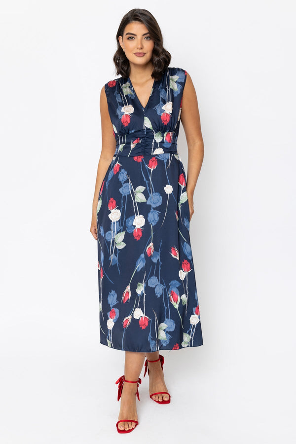 Navy Sleeveless Alina Midi Dress | Ladies Fashion