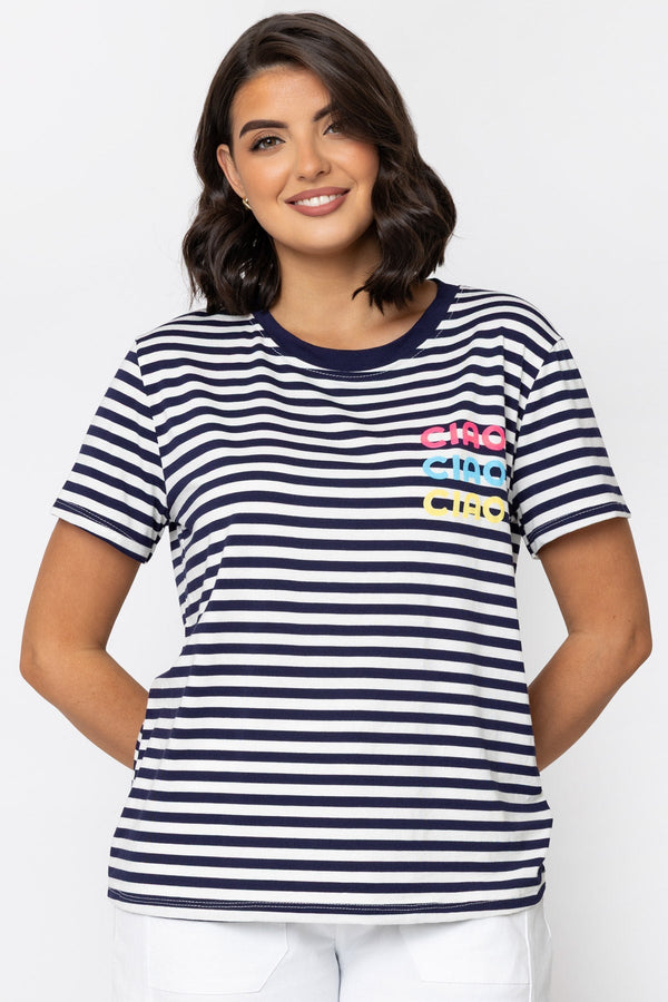 Carraig Donn Navy Stripe T-Shirt