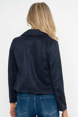 Carraig Donn Navy Suede Cropped Cover Up Jacket
