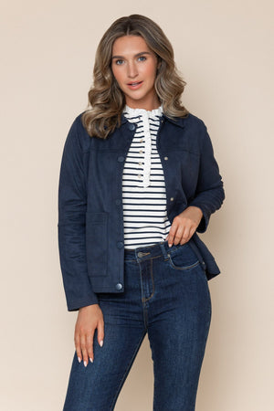Carraig Donn Navy Suedette Lightweight Regular Fit Long Sleeve Jacket