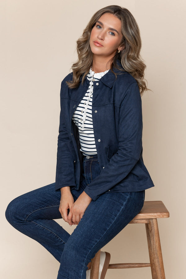 Carraig Donn Navy Suedette Lightweight Regular Fit Long Sleeve Jacket