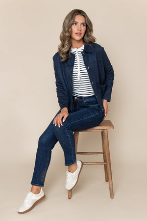 Carraig Donn Navy Suedette Lightweight Regular Fit Long Sleeve Jacket