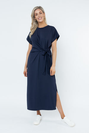 Carraig Donn Navy Tie Side T-Shirt Dress