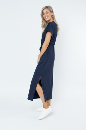 Carraig Donn Navy Tie Side T-Shirt Dress