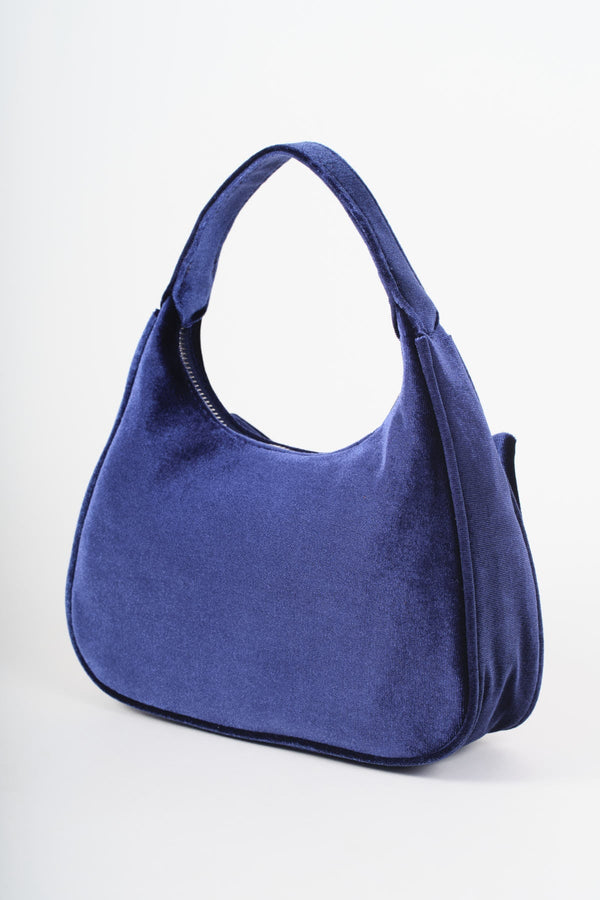 Carraig Donn Navy Velvet Bow Detail Mini Hobo Bag