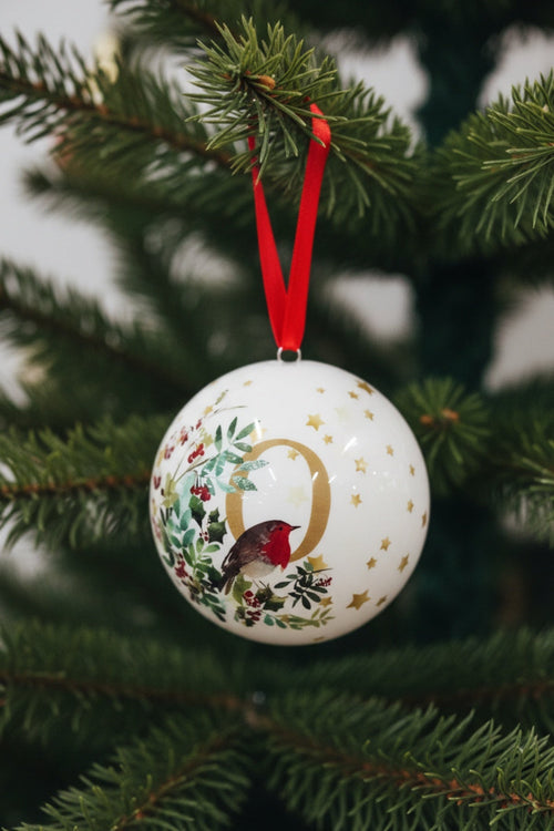 O Christmas Robin Alphabet Tree Bauble