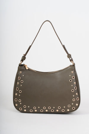 Carraig Donn Olive Green Eyelet & Stud Shoulder Bag