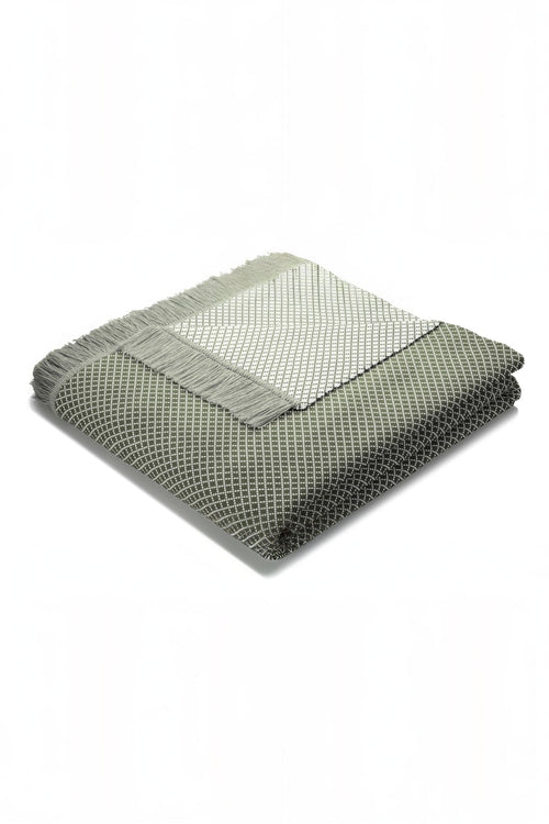 Carraig Donn Olive Green Micro Twill Blanket With Fringes