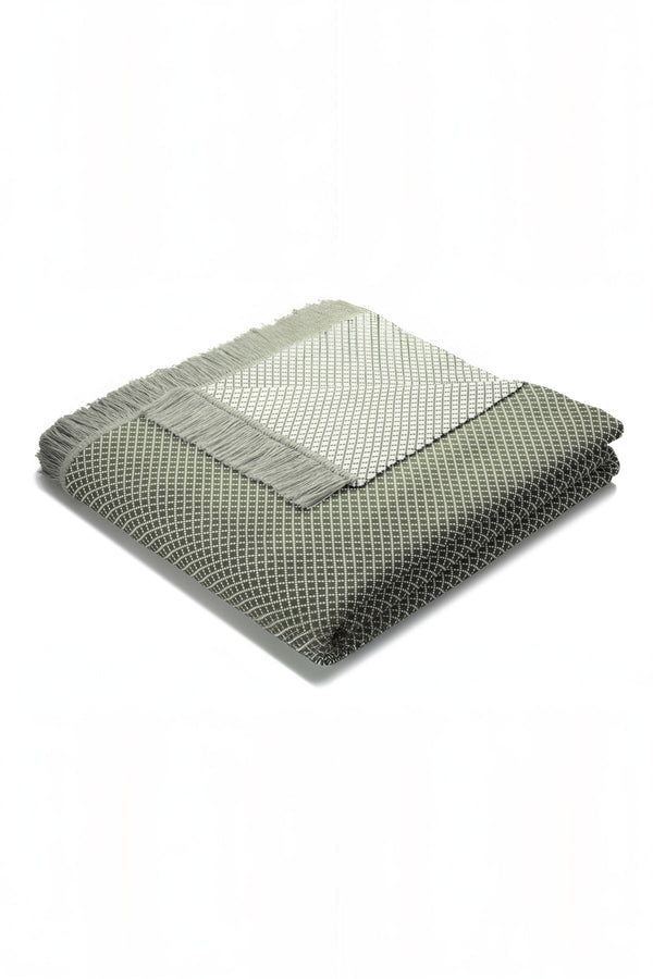 Carraig Donn Olive Green Micro Twill Blanket With Fringes