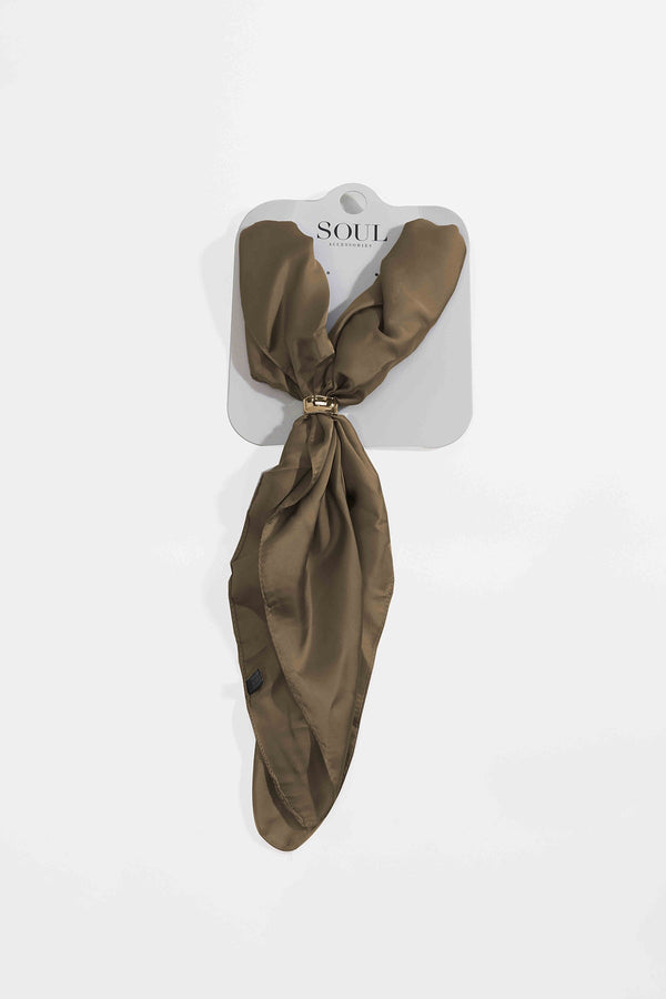 Carraig Donn Olive Green Satin Gold Ring Detail Neckerchief Scarf