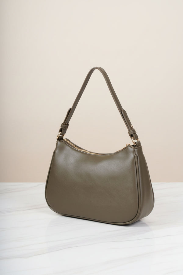 Olive Green Eyelet & Stud Shoulder Bag