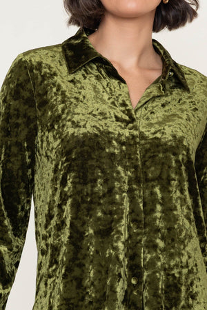 Carraig Donn Olive Velvet Long Sleeve Shirt