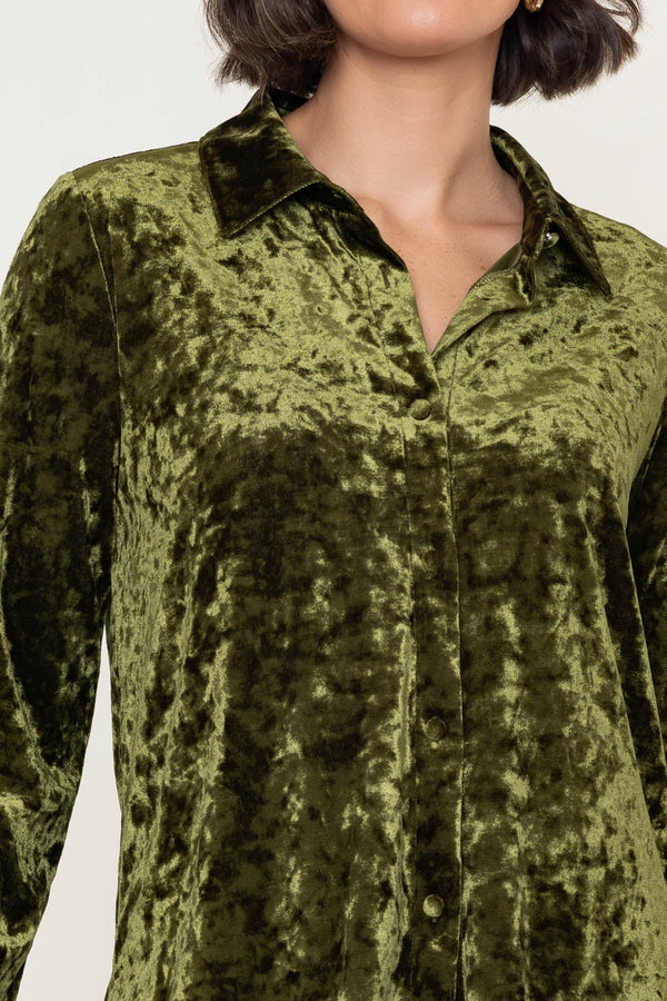 Carraig Donn Olive Velvet Long Sleeve Shirt