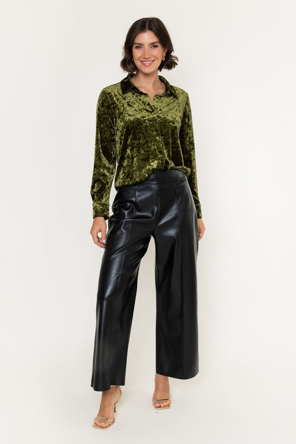 Carraig Donn Olive Velvet Long Sleeve Shirt