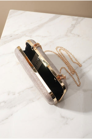Gold Metallic Textured Clutch Bag