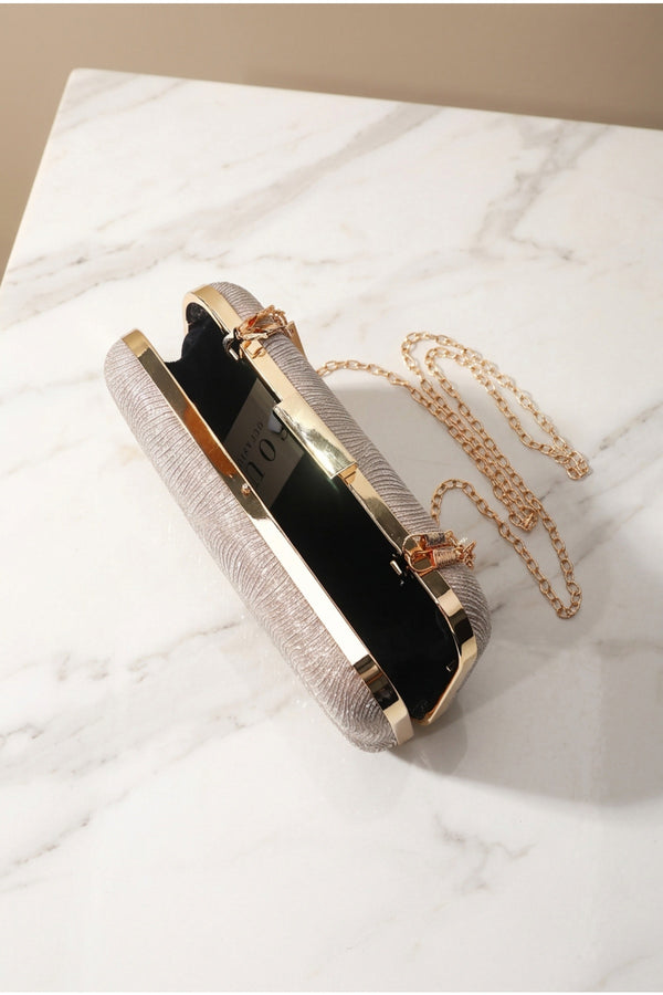 Gold Metallic Textured Clutch Bag