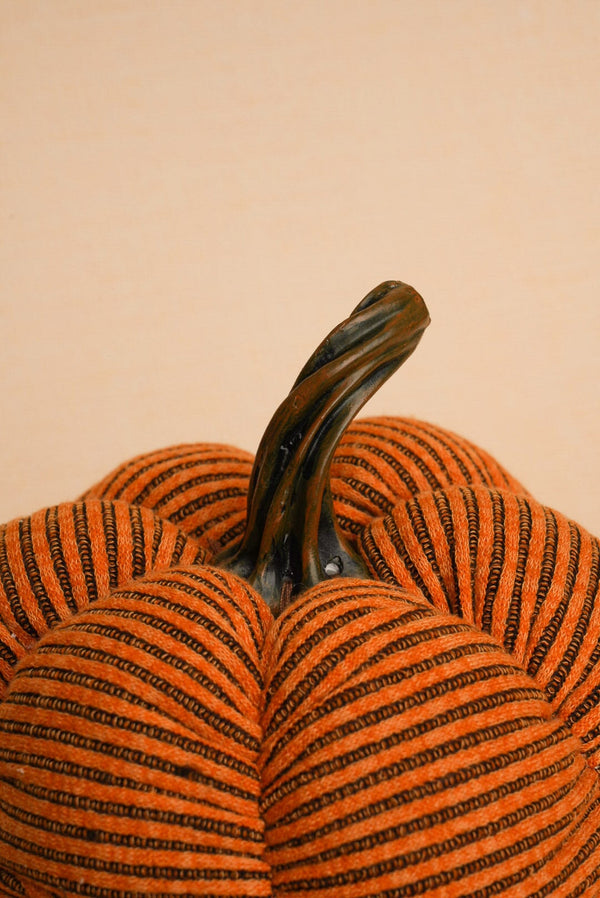 Carraig Donn Orange Fabric Stripe Tall Halloween Pumpkin