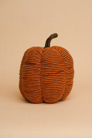 Carraig Donn Orange Fabric Stripe Tall Halloween Pumpkin