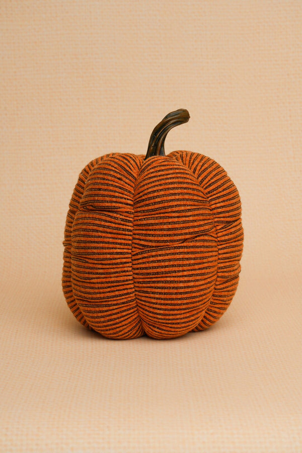 Carraig Donn Orange Fabric Stripe Tall Halloween Pumpkin