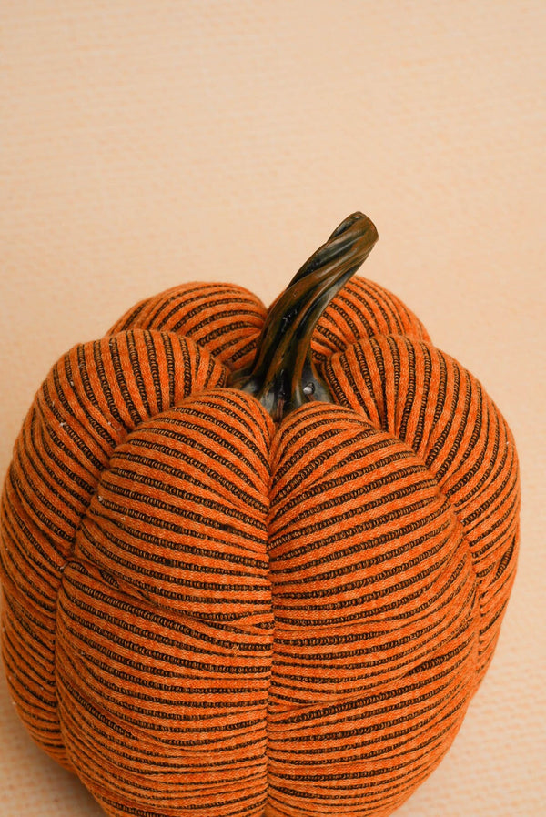 Carraig Donn Orange Fabric Stripe Tall Halloween Pumpkin