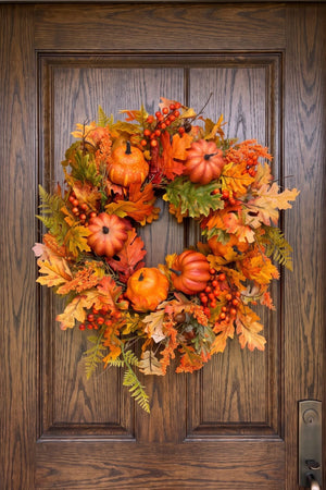 Carraig Donn Orange Halloween Pumpkin H55cm Decorative Wreath