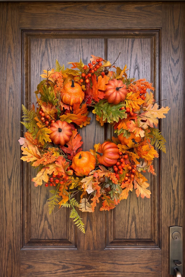 Carraig Donn Orange Halloween Pumpkin H55cm Decorative Wreath