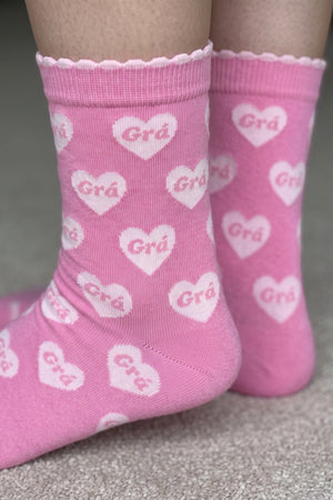 Carraig Donn Pack of 3 Pink & Grey Cotton Blend "Grá" Socks