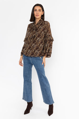 Carraig Donn Paisley Print Ruffle Sleeve Blouse