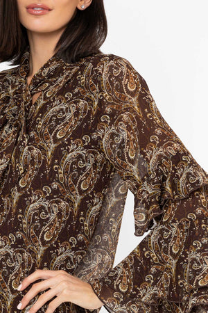 Carraig Donn Paisley Print Ruffle Sleeve Blouse