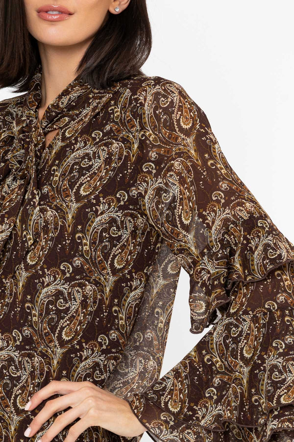 Carraig Donn Paisley Print Ruffle Sleeve Blouse