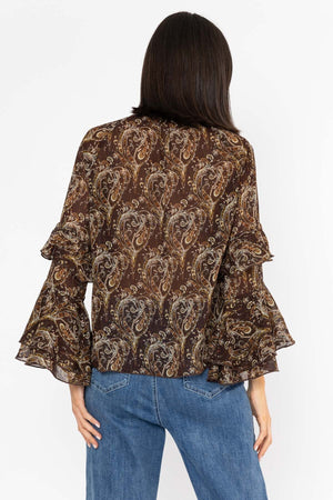Carraig Donn Paisley Print Ruffle Sleeve Blouse