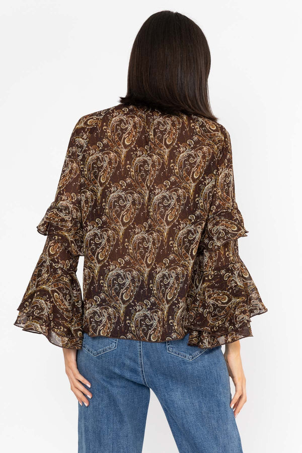 Carraig Donn Paisley Print Ruffle Sleeve Blouse