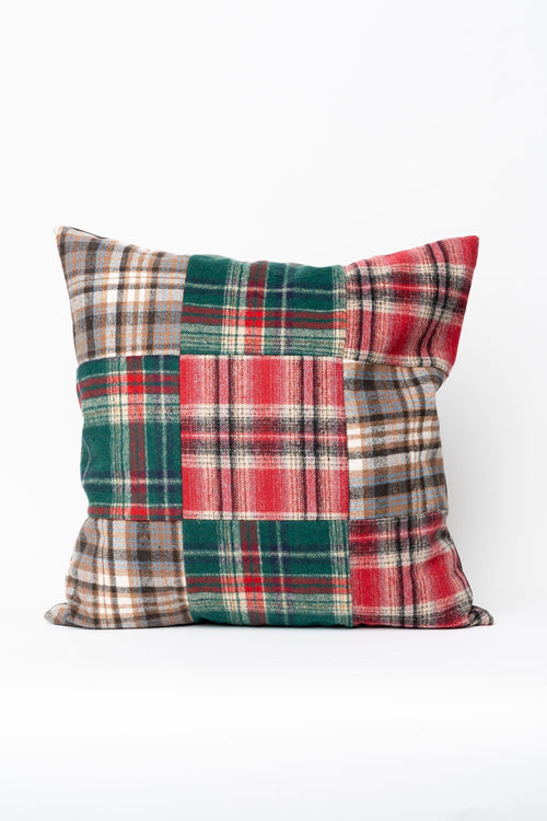 Red & Green Tartan Patch Square 50cm Cushion