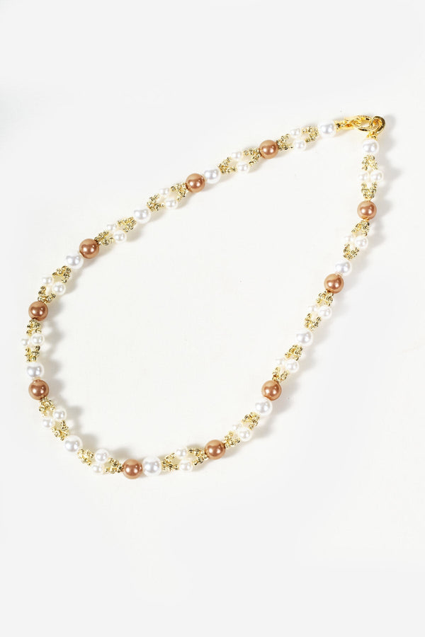 Carraig Donn Pearl & Clear Gemstone Ring Detail Beaded Necklace