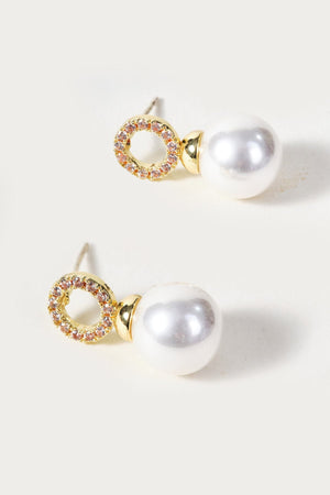 Carraig Donn Pearl & Clear Gemstone Ring Detail Stud Earrings