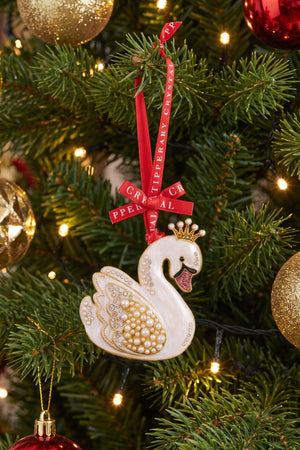 Carraig Donn Pearl Swan Christmas Tree Decoration
