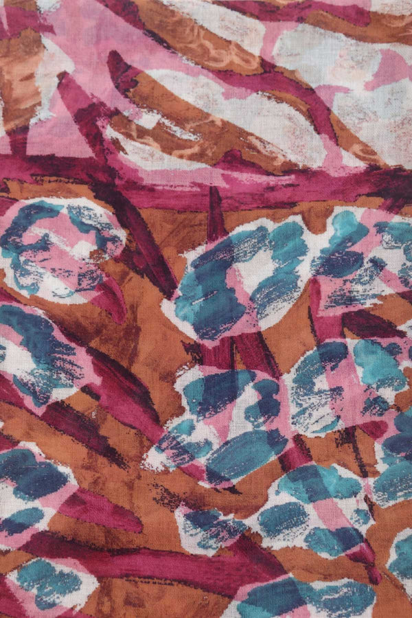 Carraig Donn Pink Abstract Animal Print Viscose Lightweight Scarf