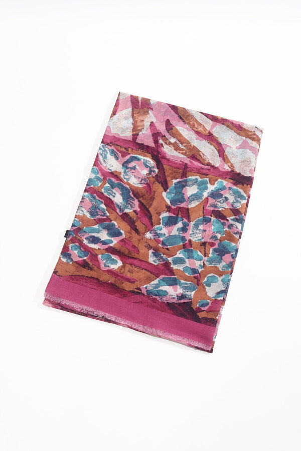 Carraig Donn Pink Abstract Animal Print Viscose Lightweight Scarf