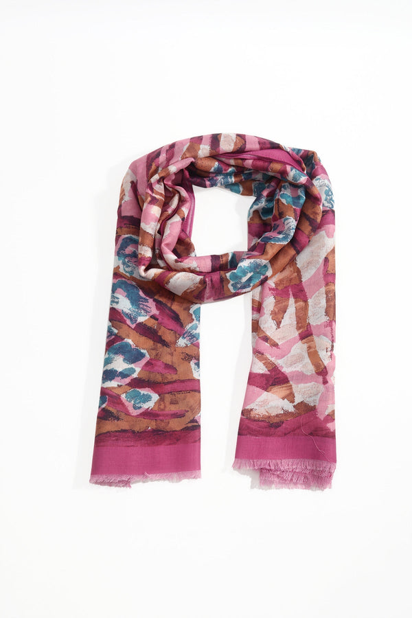 Carraig Donn Pink Abstract Animal Print Viscose Lightweight Scarf