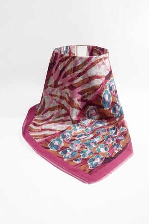 Carraig Donn Pink Abstract Animal Print Viscose Lightweight Scarf