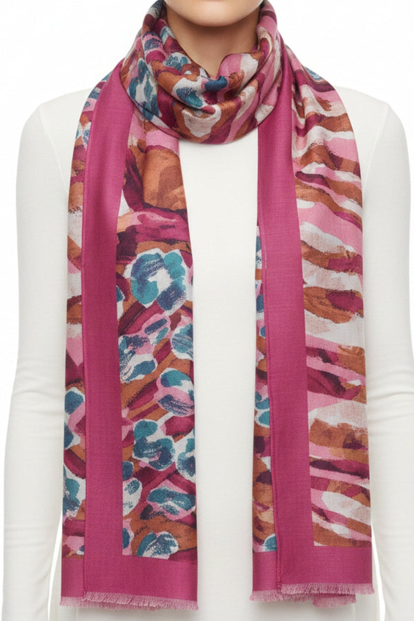 Carraig Donn Pink Abstract Animal Print Viscose Lightweight Scarf