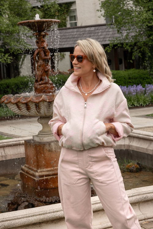 Carraig Donn Pink Brocade Zip Up Jacket