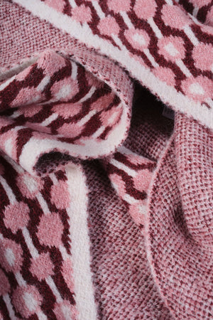 Carraig Donn Pink & Burgundy Print Knitted Triangle Scarf