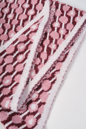 Carraig Donn Pink & Burgundy Print Knitted Triangle Scarf
