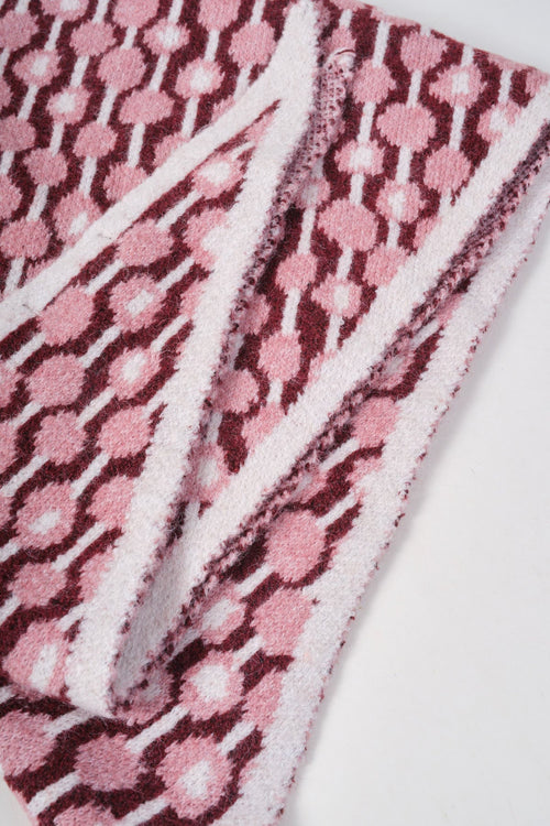 Carraig Donn Pink & Burgundy Print Knitted Triangle Scarf