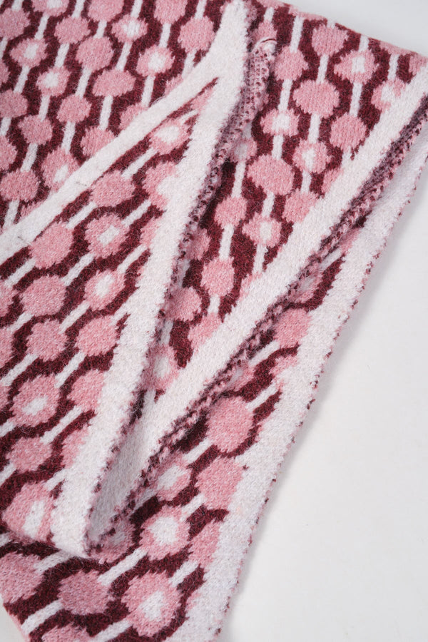 Carraig Donn Pink & Burgundy Print Knitted Triangle Scarf