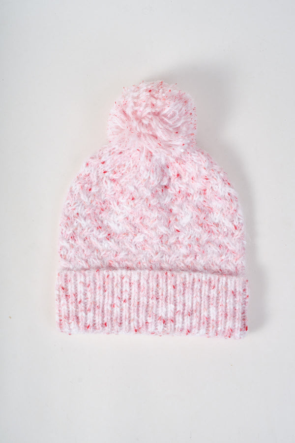 Carraig Donn Pink Cable Knit Pom Pom Beanie Hat