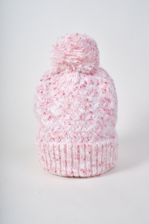 Carraig Donn Pink Cable Knit Pom Pom Beanie Hat