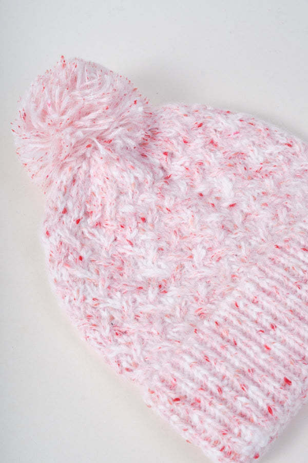 Carraig Donn Pink Cable Knit Pom Pom Beanie Hat